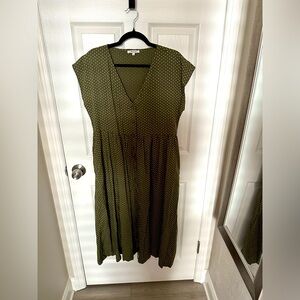 Madewell Button-Front Midi Dress Olive Green NWOT NEVER WORN